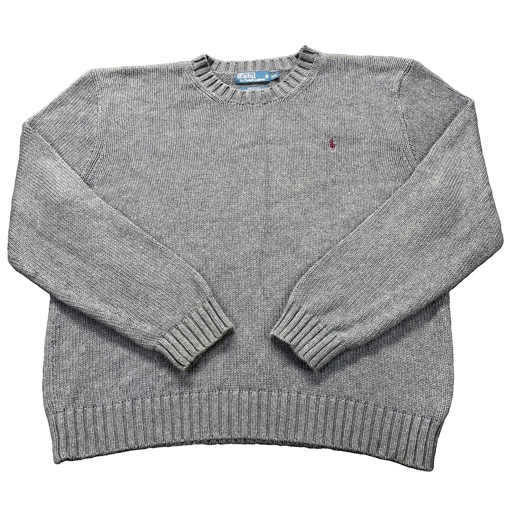 Vintage Polo Ralph Lauren Sweater Mens XXL Gray Crewneck Knit Pony Heavyweight